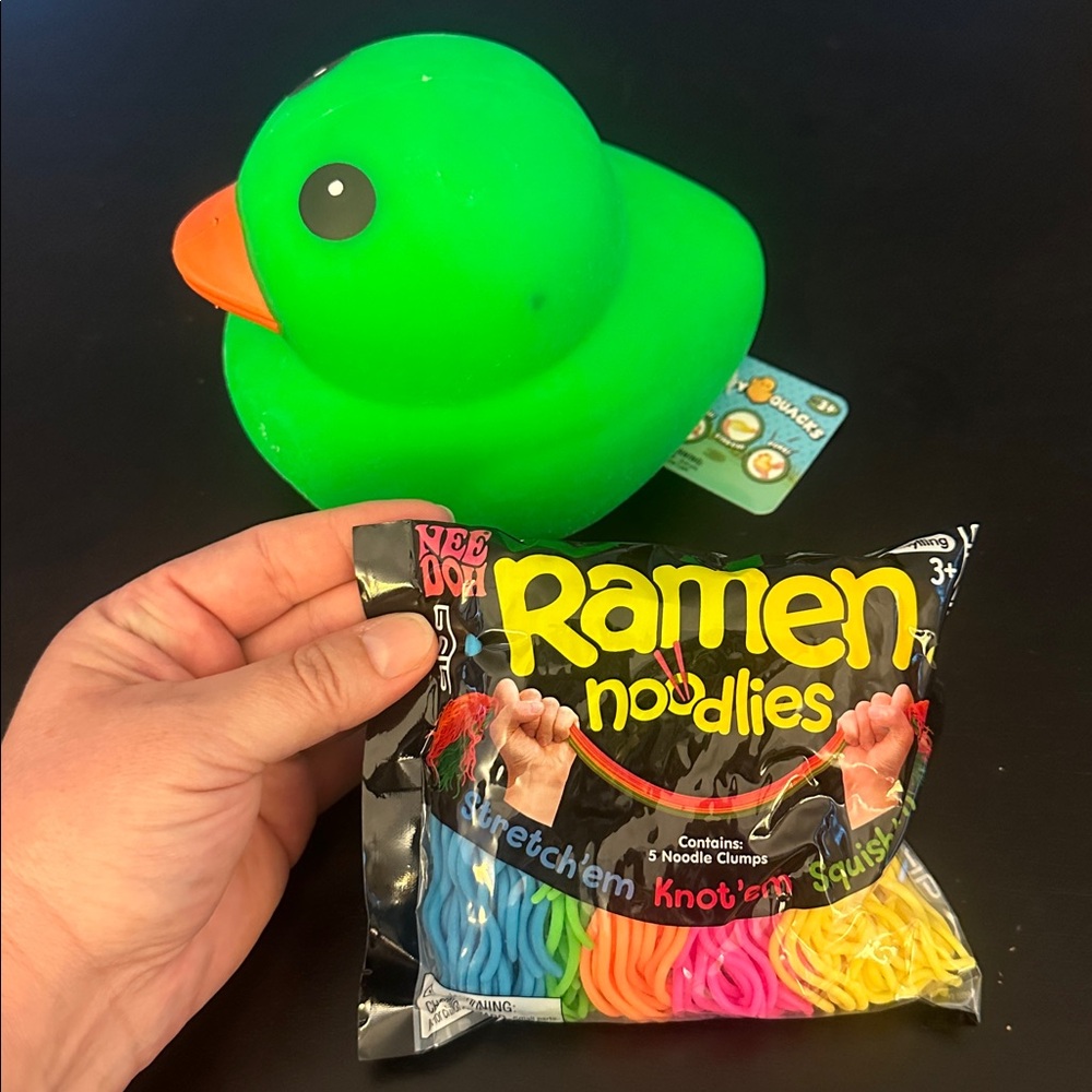 NeeDoh Bundle Ramen Noodlies + Laffy Quacks Duck Blue Squishy Squish jumbo NEW